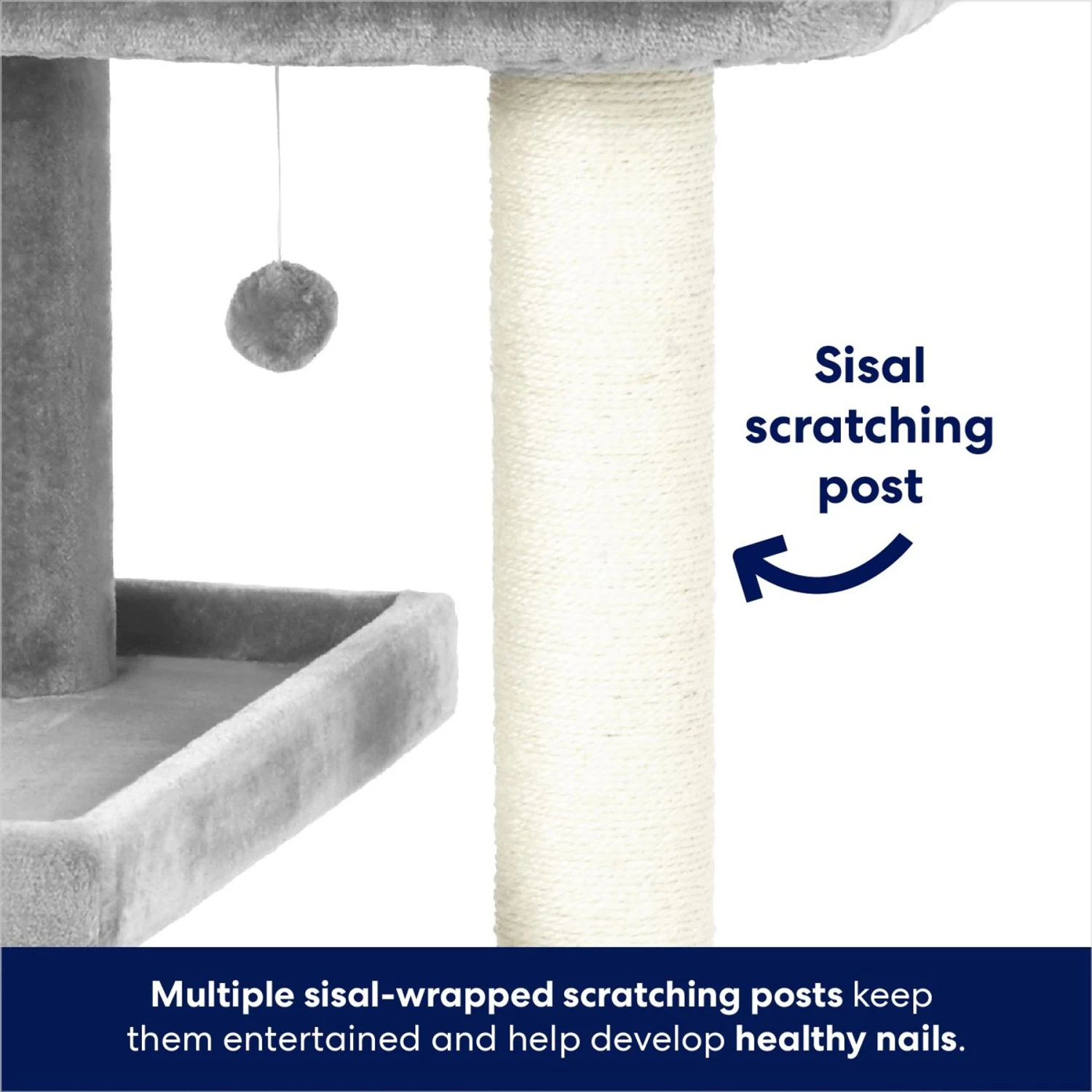 Frisco 42-in Heavy Duty Faux Fur Cat Tree & Condo - Image 4