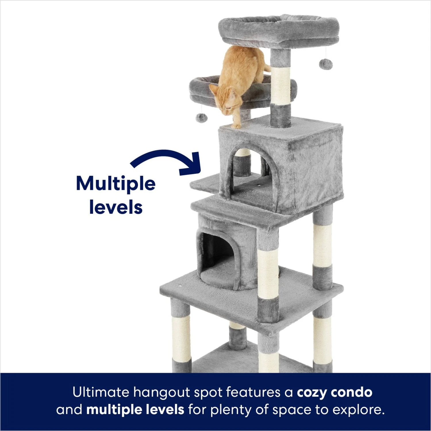 Frisco 61-in Faux Fur Cat Tree & Condo - Image 4