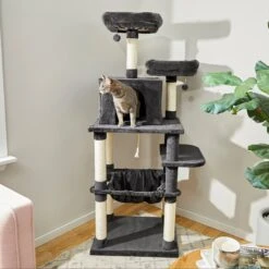 Frisco 64-in Cat Tree With Hammock, Condo, 2 Top Perches With Bed