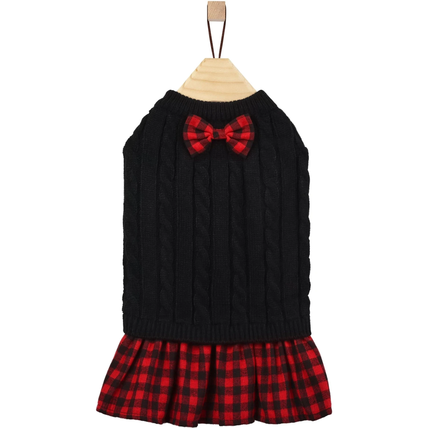 Frisco Plaid Cable Knit Dog & Cat Sweater Dress - Image 3