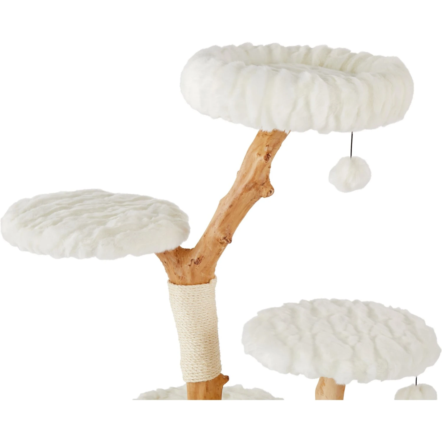 Frisco Natural Wood Modern Cat Tree With Toy, Ivory, Large - Image 4