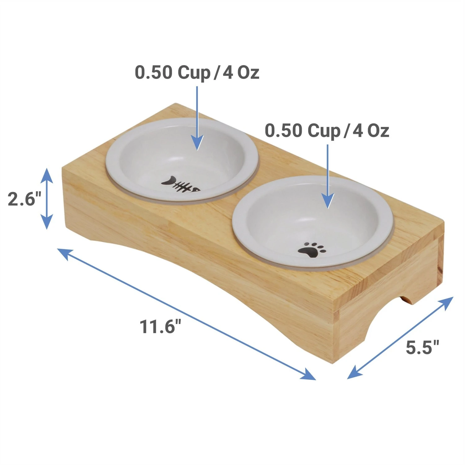 Frisco Double Elevated Cat Bowl With Wood Stand - Image 2
