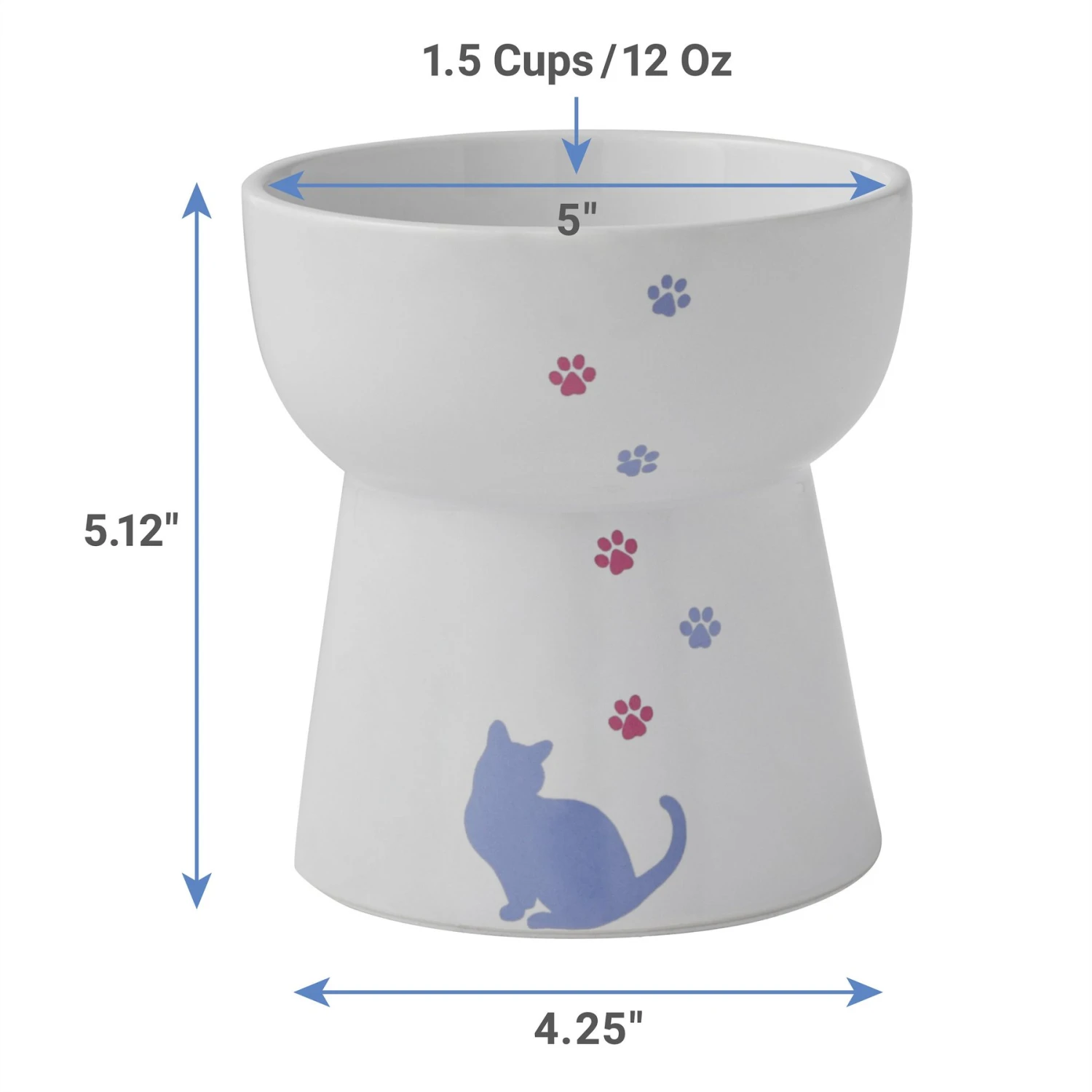 Frisco Cat Print Non-Skid Elevated Ceramic Cat Bowl, Tall - Image 2