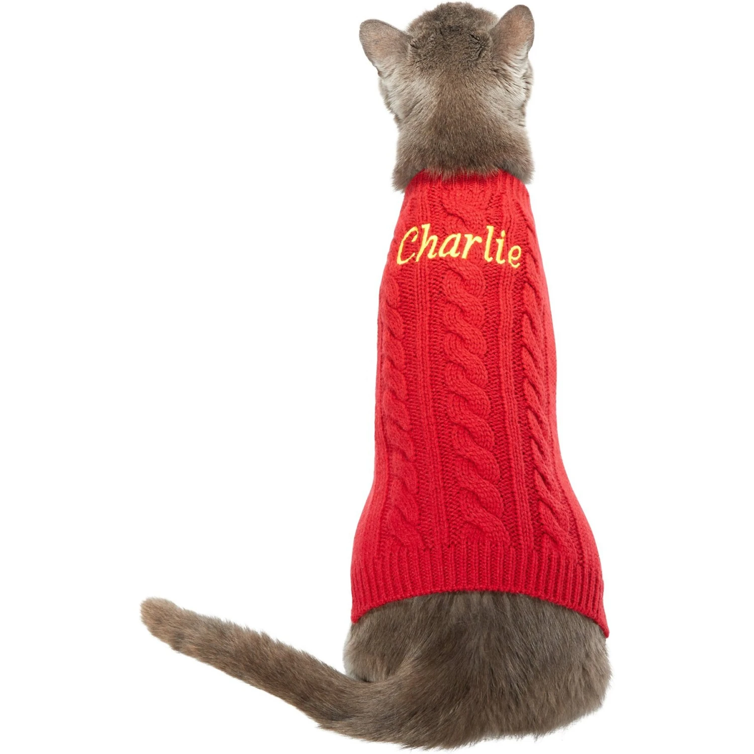 Frisco Personalized Dog & Cat Cable Knitted Sweater - Image 4