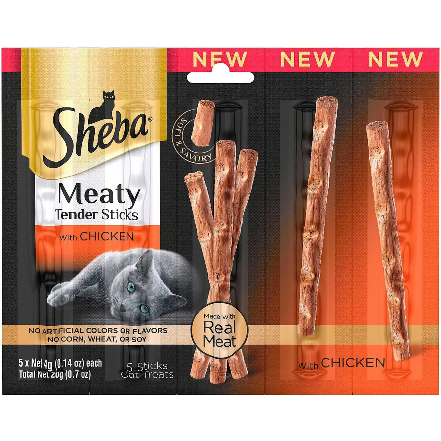 Sheba Meaty Tender Sticks Chicken Flavor Soft Adult Cat Treats & Frisco Moppy Ball Cat Toy With Catnip - Image 2