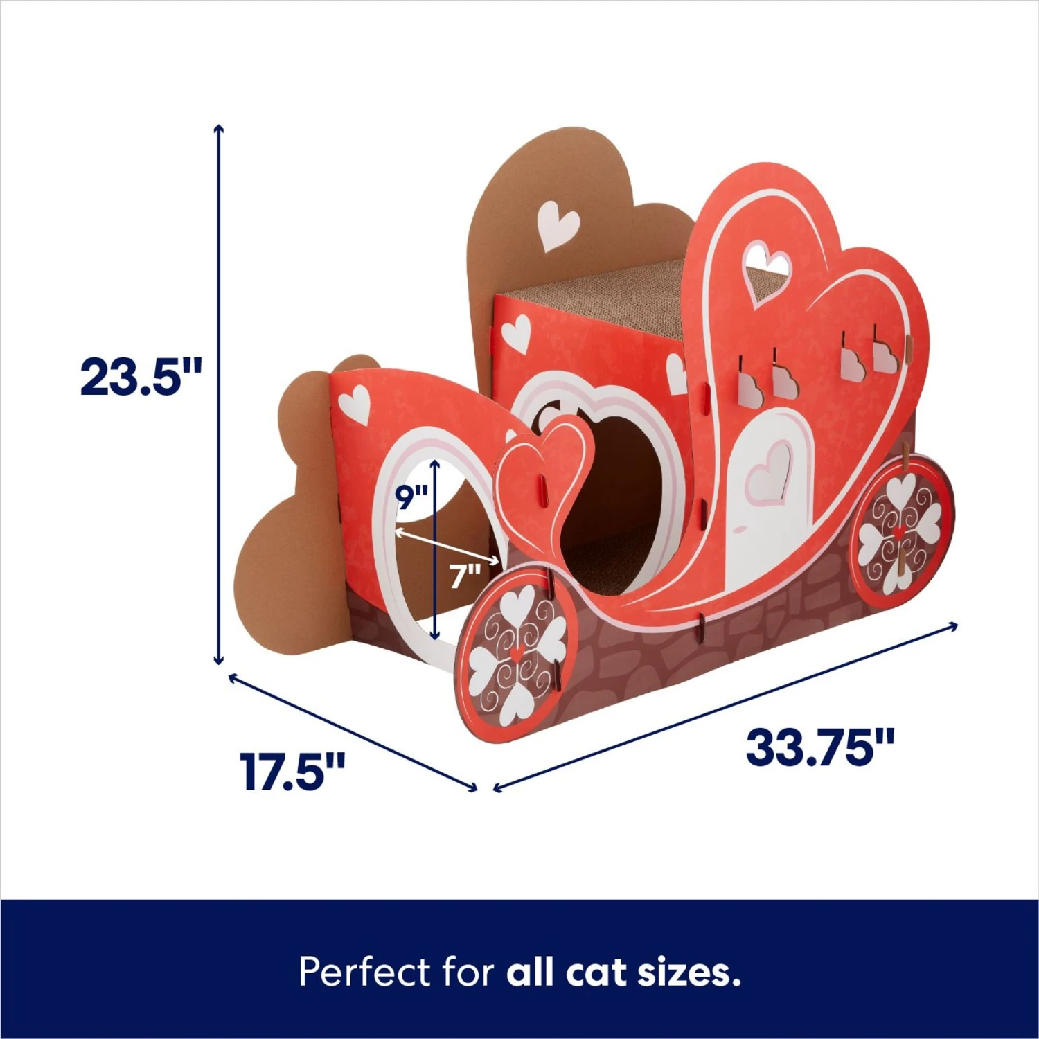 Frisco Valentine Love Carriage Cardboard Cat House, 2-Story - Image 2
