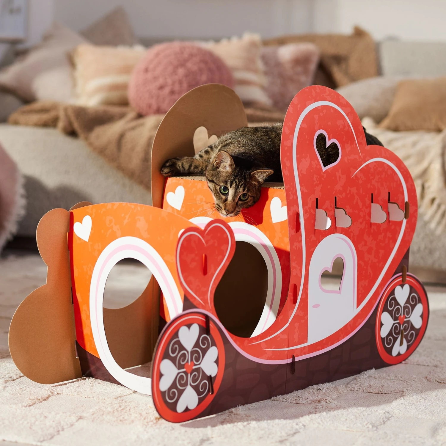 Frisco Valentine Love Carriage Cardboard Cat House, 2-Story - Image 5