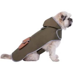 Frisco Lightweight Olive Reversible Packable Dog Raincoat