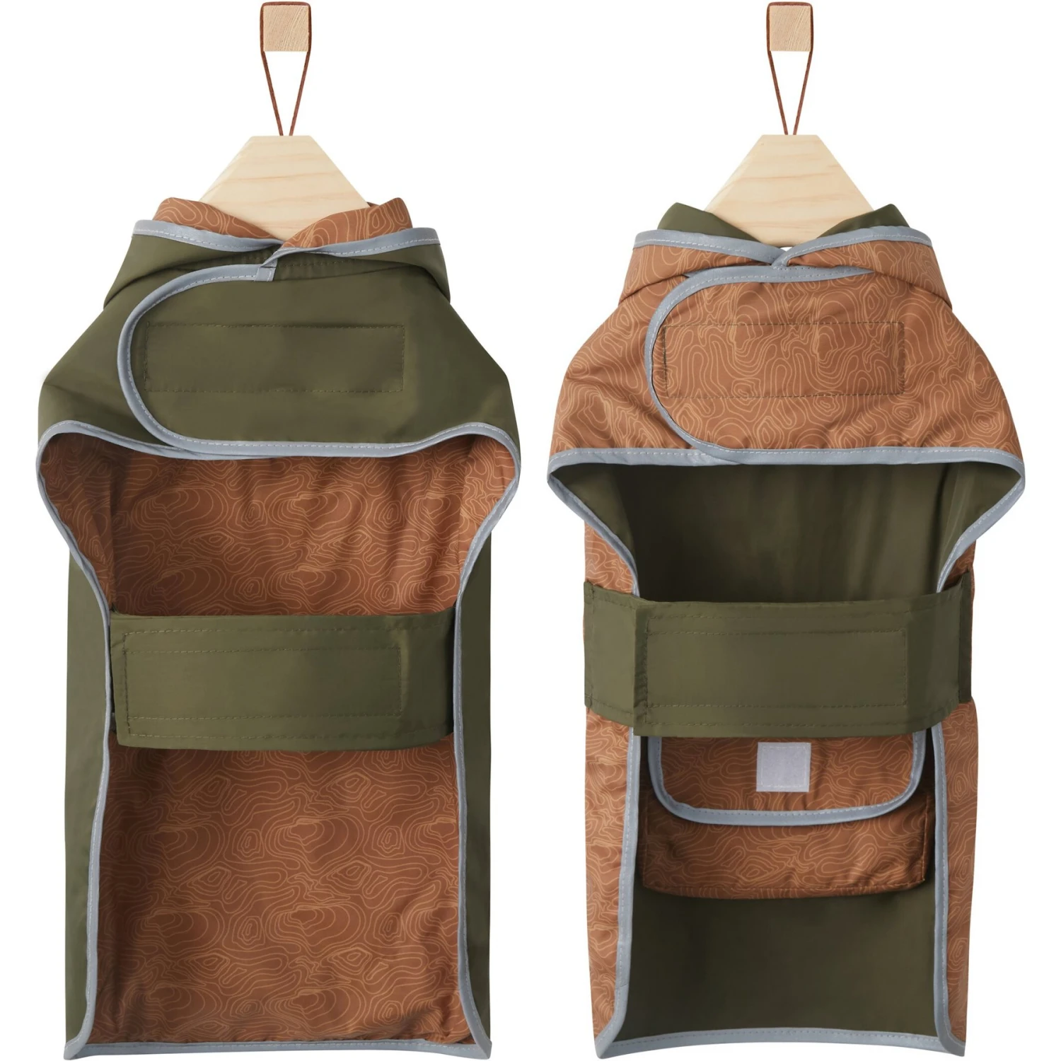 Frisco Lightweight Olive Reversible Packable Dog Raincoat - Image 5