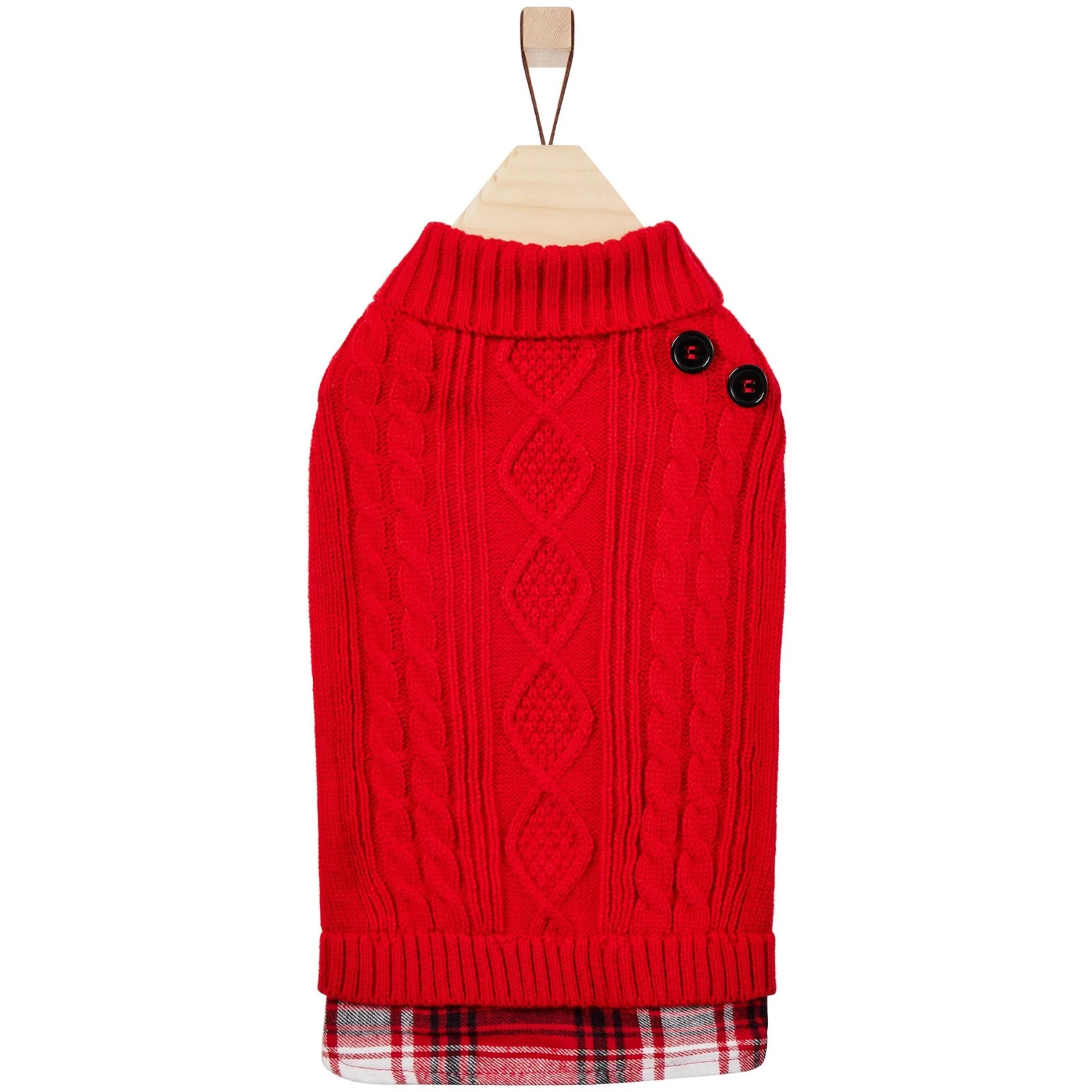 Frisco Plaid Cable Knit Dog & Cat Sweater - Image 4