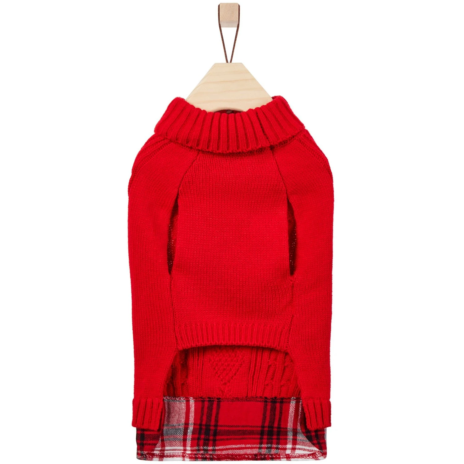 Frisco Plaid Cable Knit Dog & Cat Sweater - Image 5