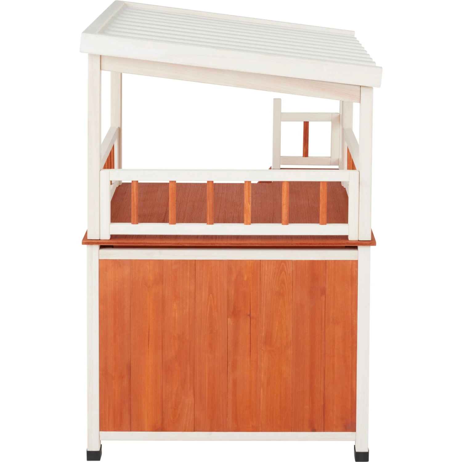 Frisco Outdoor Wooden Cat House With Balcony & Step Ladder - Image 4