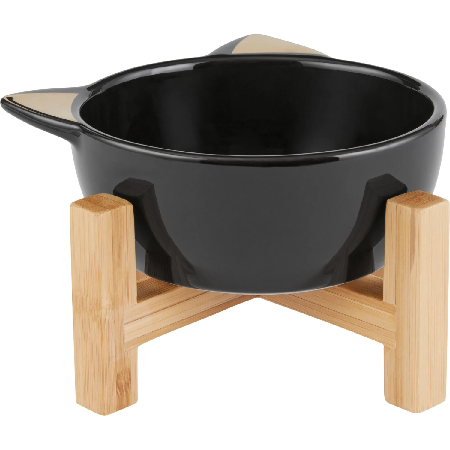 Frisco Cat Face Elevated Bamboo Non-Skid Ceramic Cat Bowl, Black, 1 Cups - Image 3