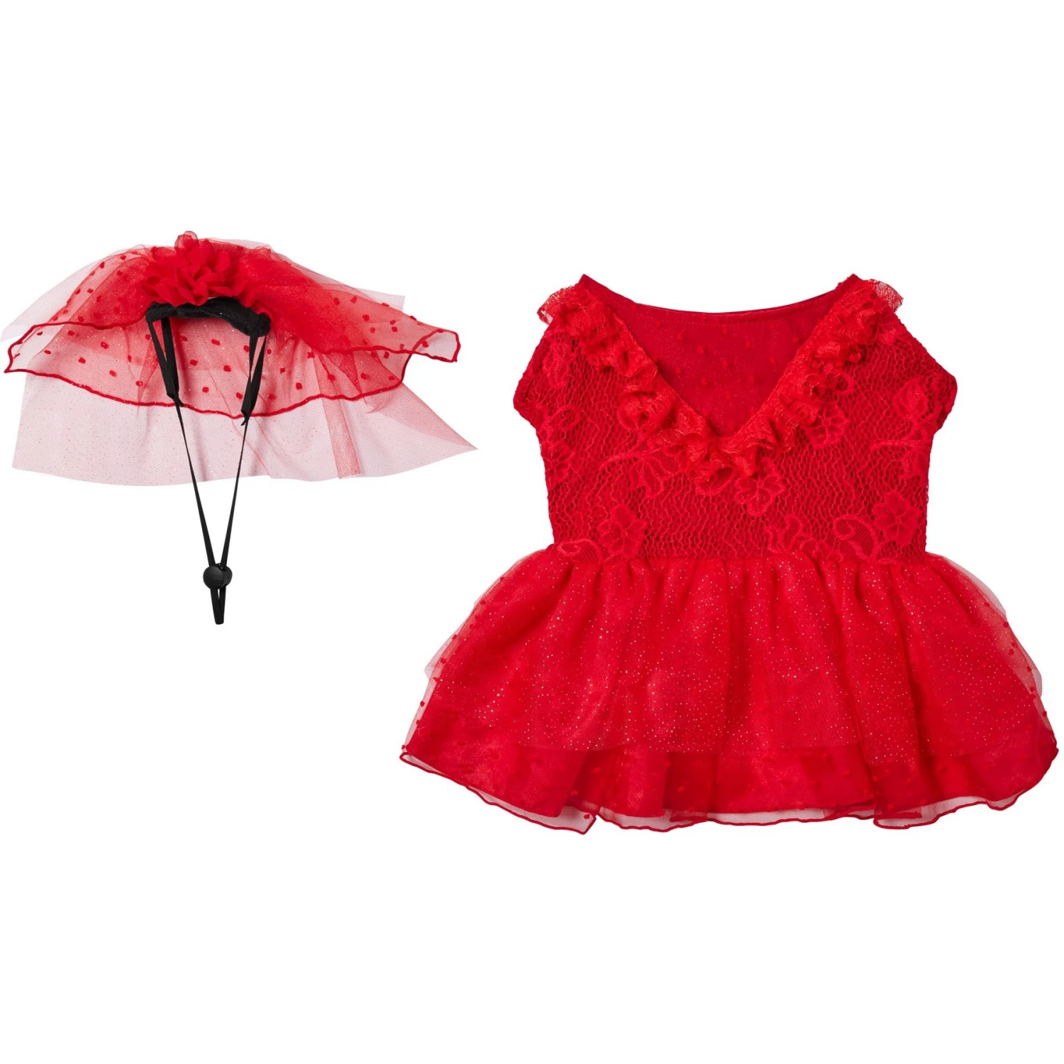 Frisco Red Ruffle Dog & Cat Dress + Headpiece - Image 4