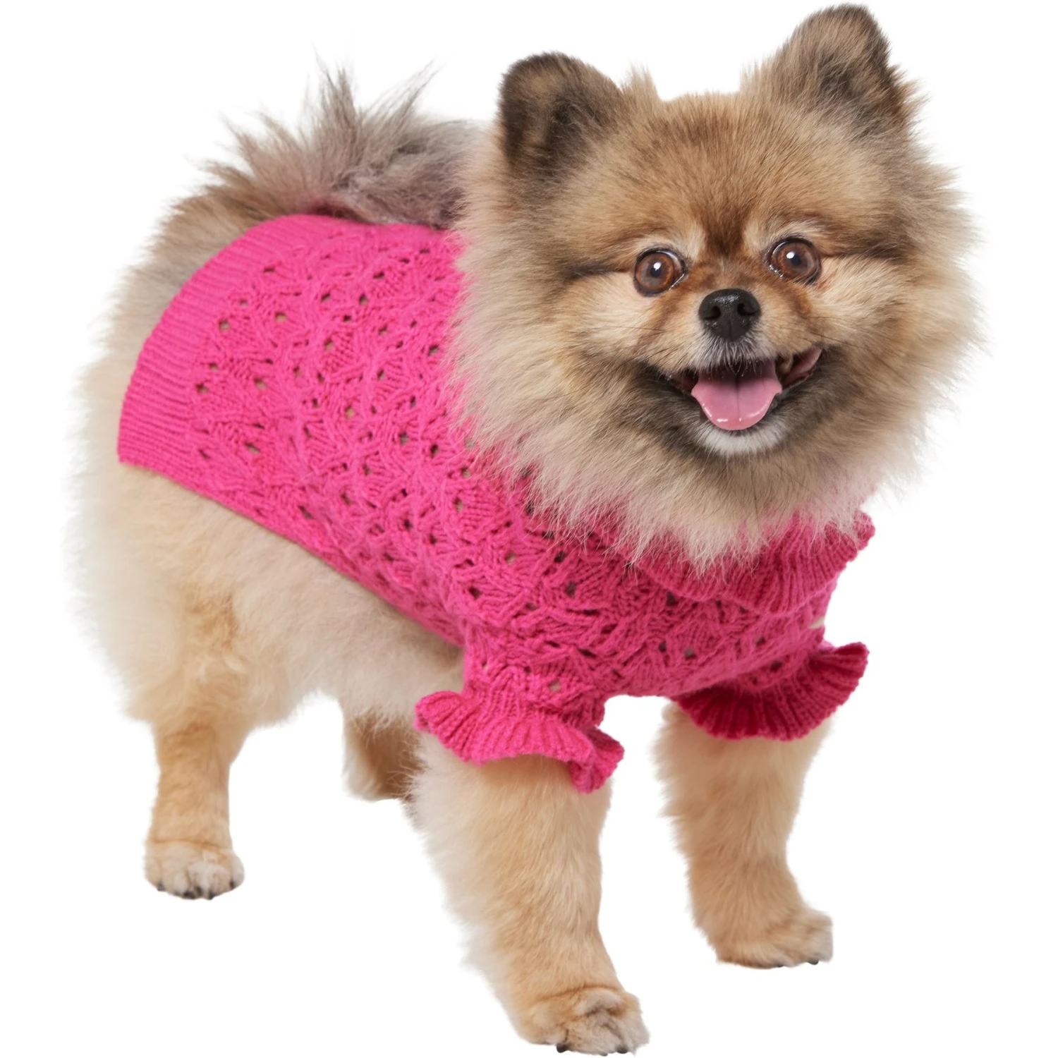 Frisco Ruffle Knit Pointelle Dog & Cat Turtleneck Sweater - Image 3