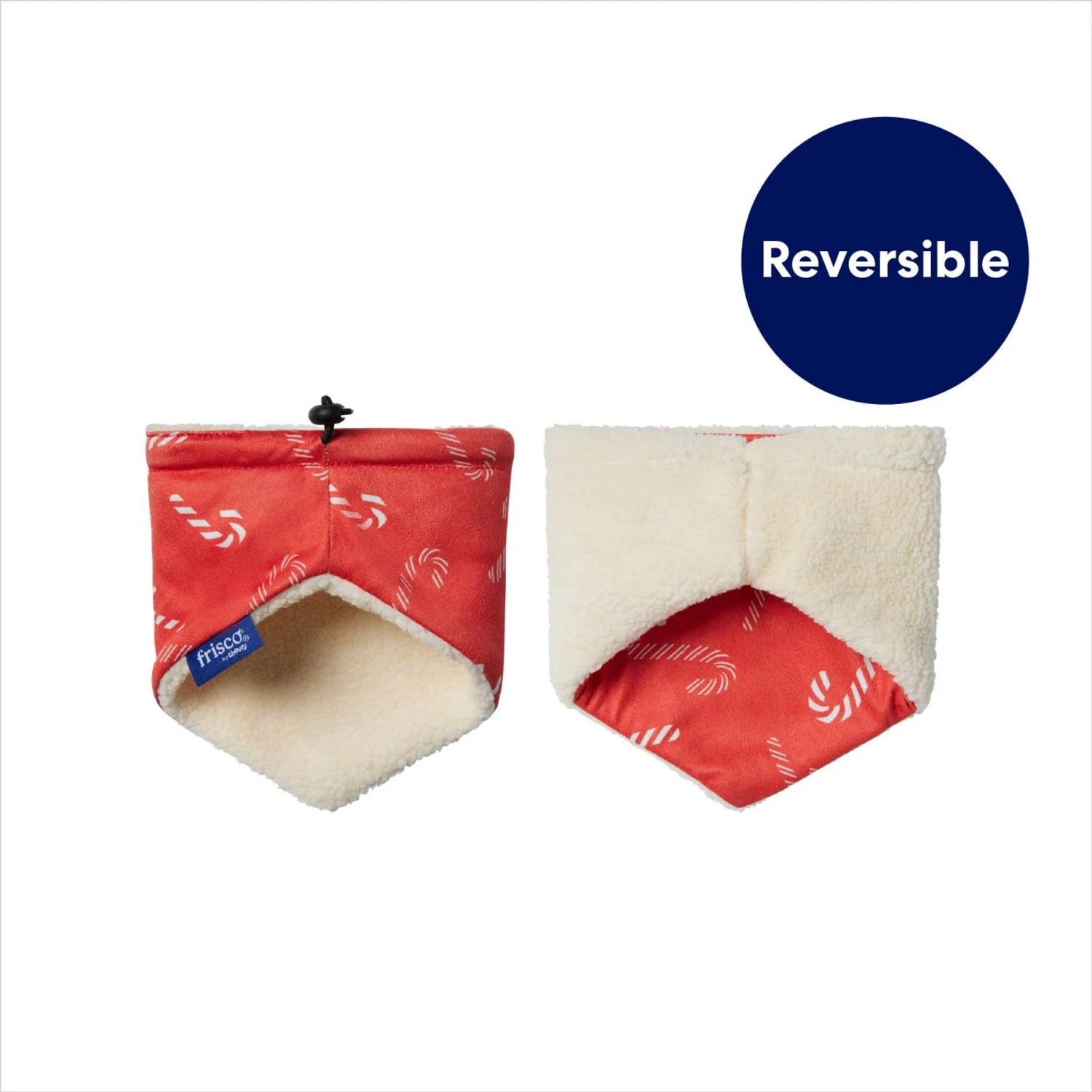 Frisco Reversible Candy Cane Cozy Knit Faux Fur Dog & Cat Pullover Bandana, 1 Count - Image 4